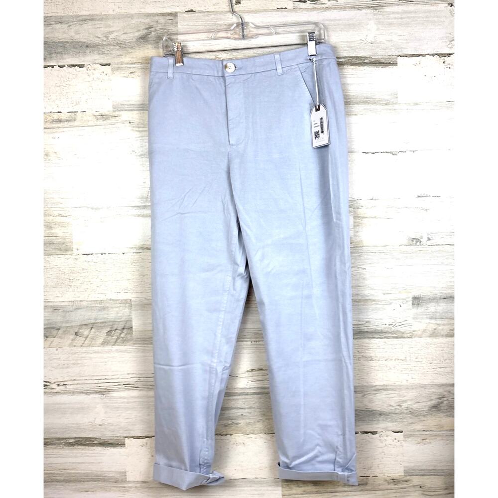 Ecru Womens 12 Gray Mitchell Chino Pants Cotton Spandex Preppy Classic NEW